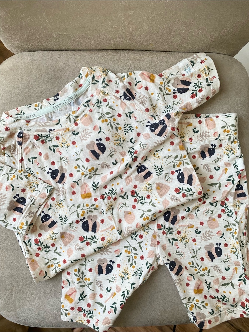 Kids Pajama Set - Cream Bumblebee Print
